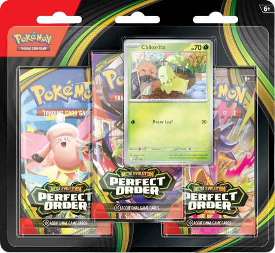 3-Pack Blister, Pokémon TCG Mega Evolutions: Perfect Order, four prizes